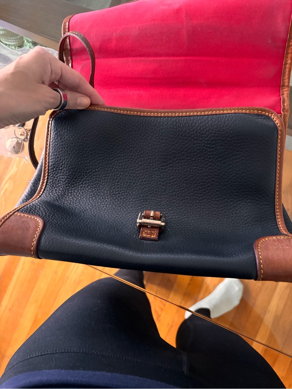 Dooney & Bourke Black and Brown Leather Top-Handle Shoulder Bag - Picture 4 of 7